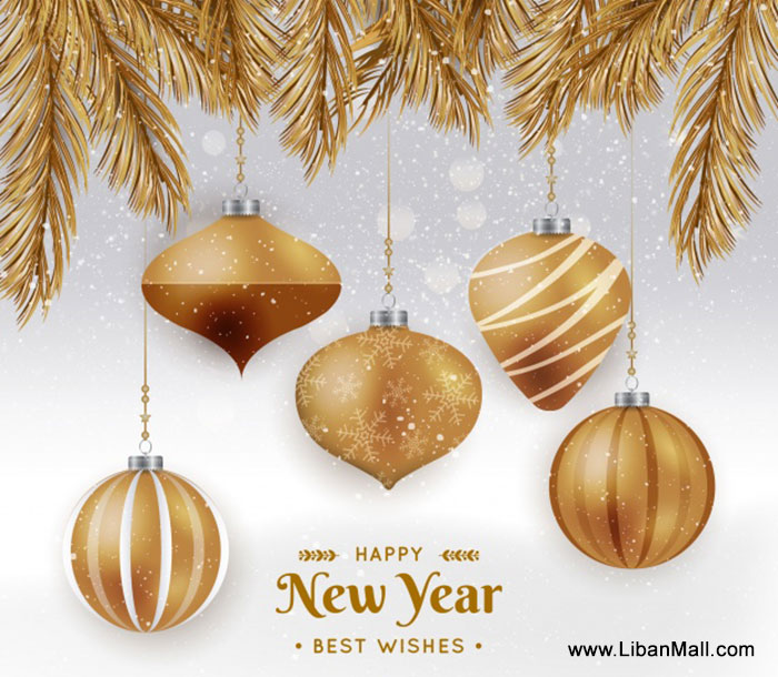 Happy-new-year-2018 gold decorations