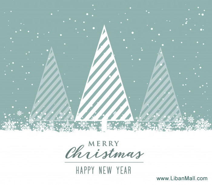 blue and white christmas tree card