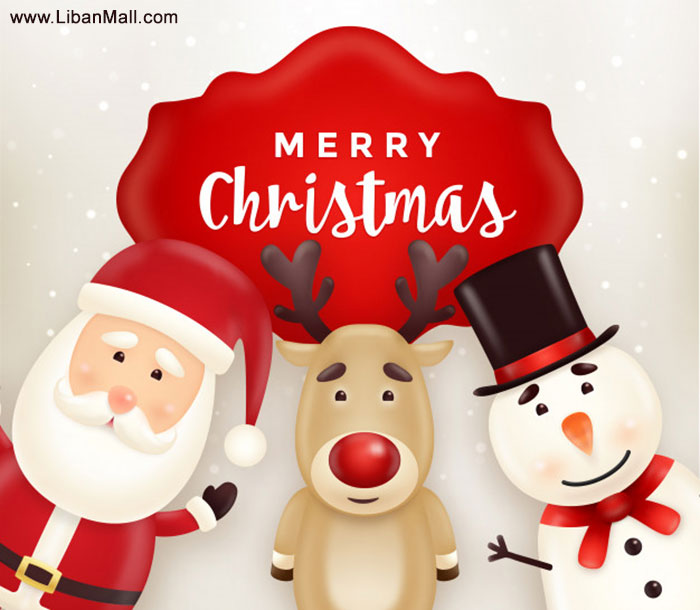 father christmas with reindeer and snowman